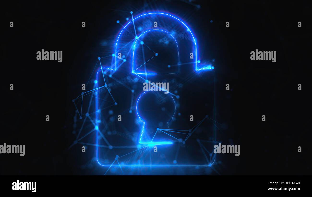 Digital lock with connection dots. Computer generated 3d render Stock Photo
