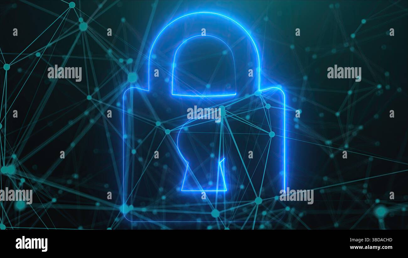 Digital lock with connection dots. Computer generated 3d render Stock Photo
