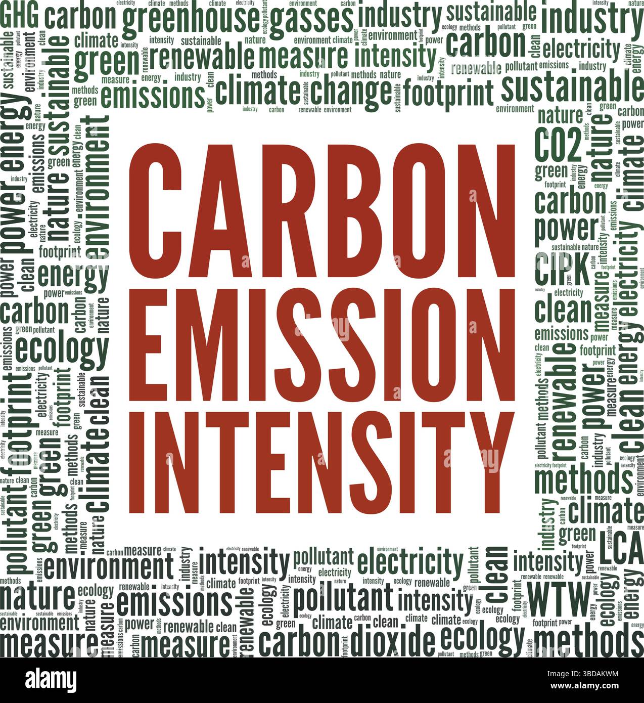 Carbon Emission Intensity word cloud conceptual design isolated on white background. Stock Vector