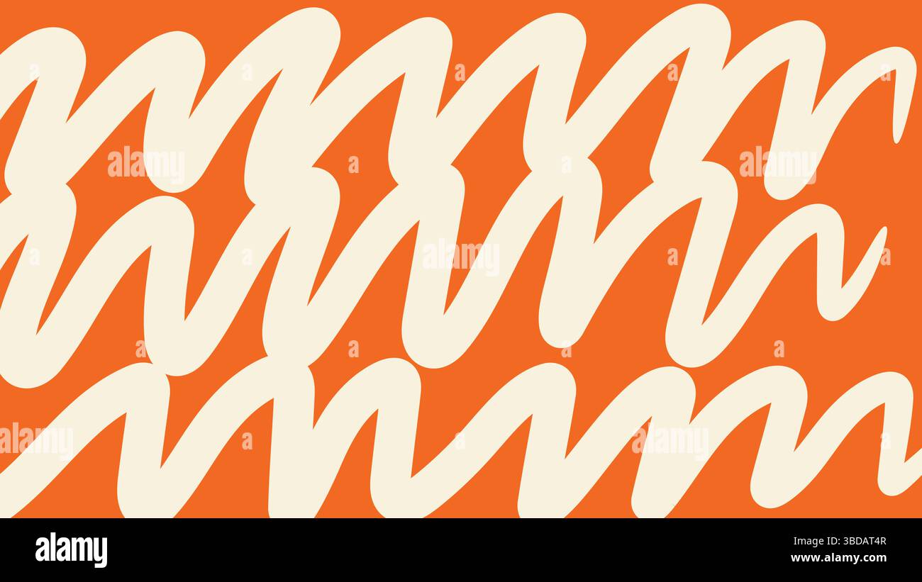 Curvy Cream Zigzags on Orange Background Stock Vector