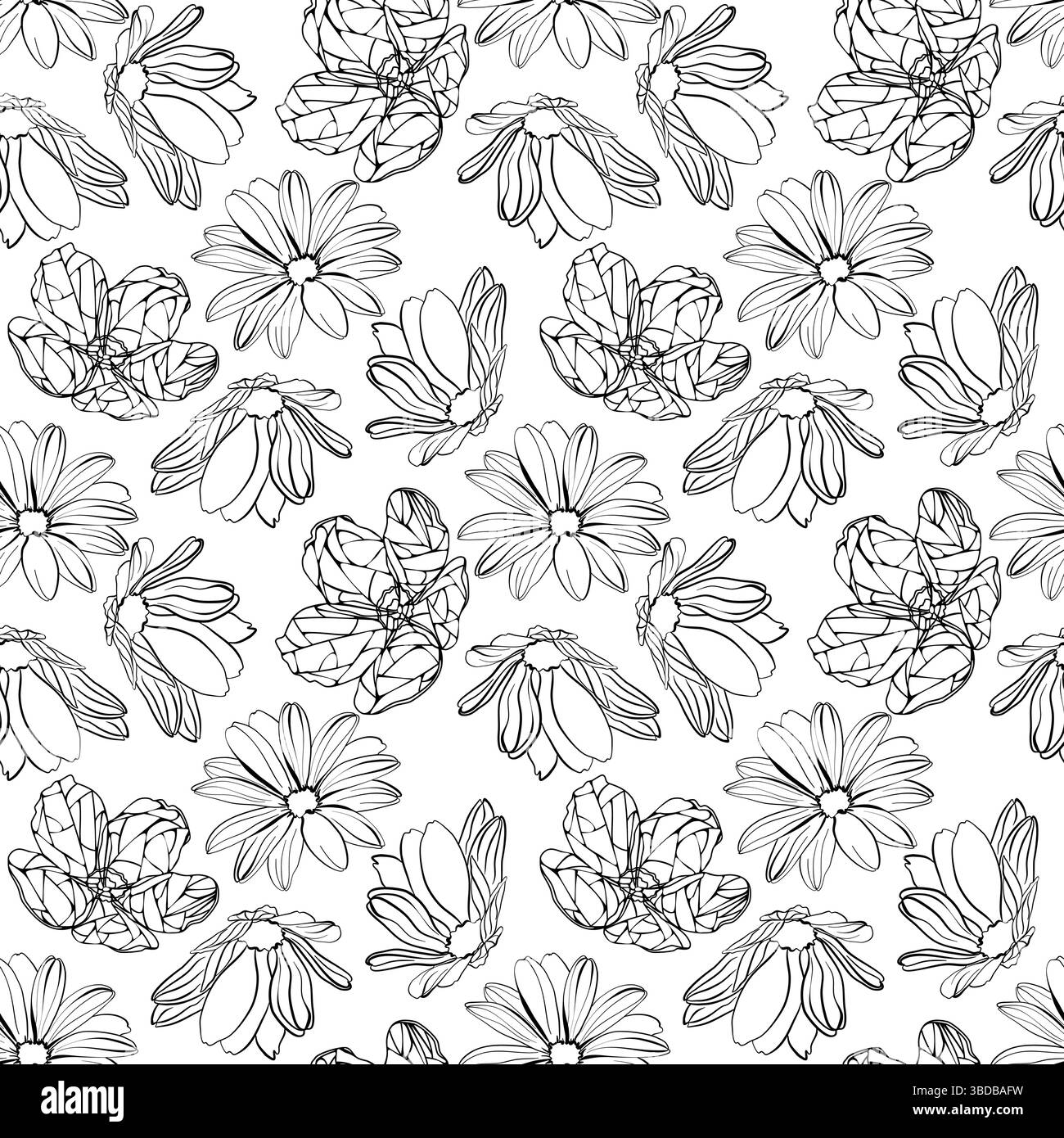 Doodle field flowers seamlessly floral pattern vector illustration Stock Vector