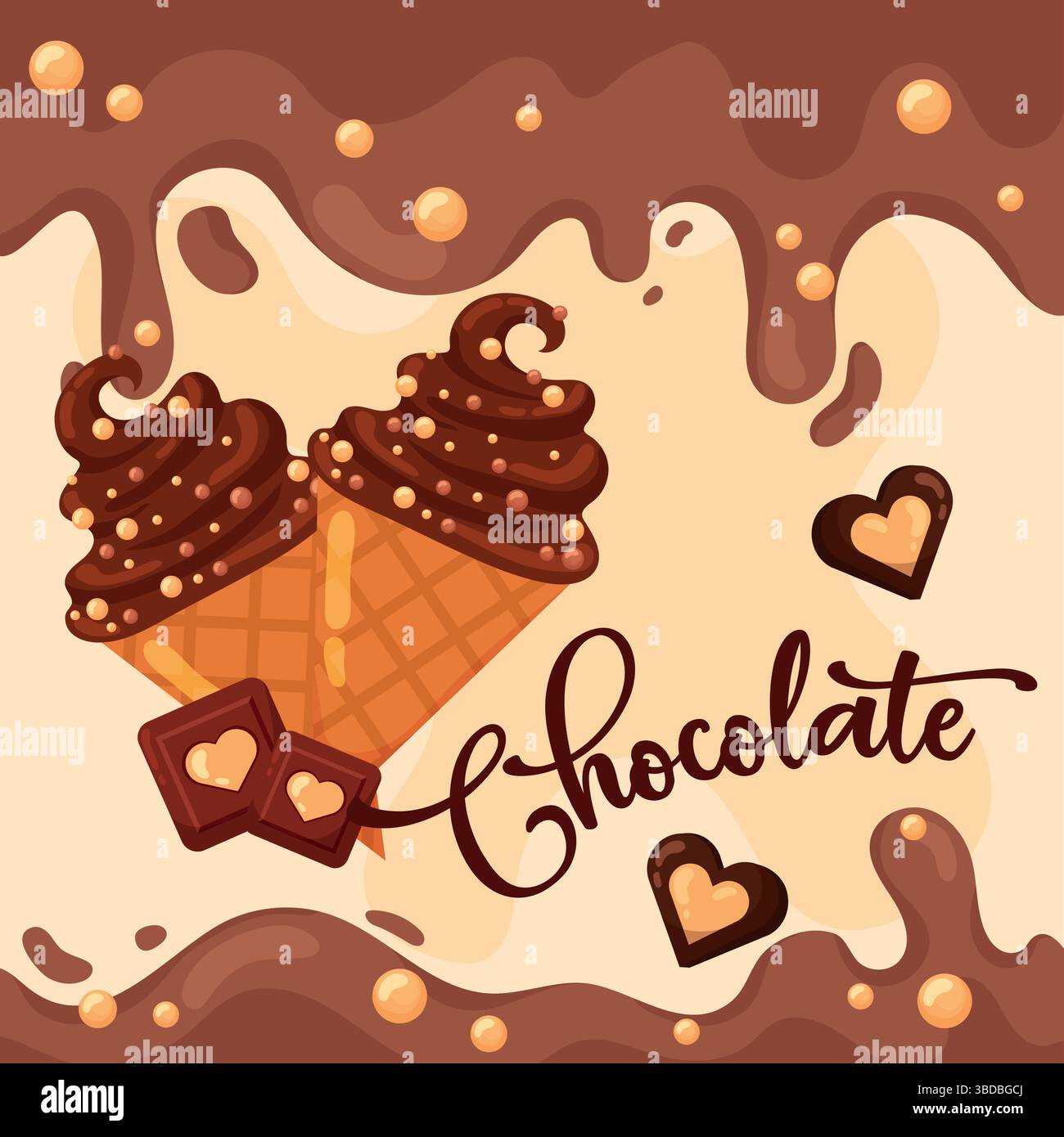 Chocolate ice cream cones. Vector Stock Vector Image & Art - Alamy