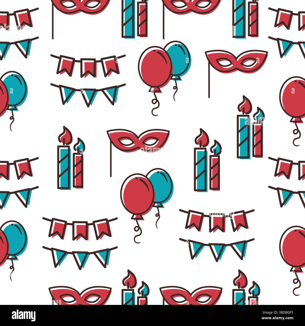 Pattern with masks and candles. Vector Stock Vector