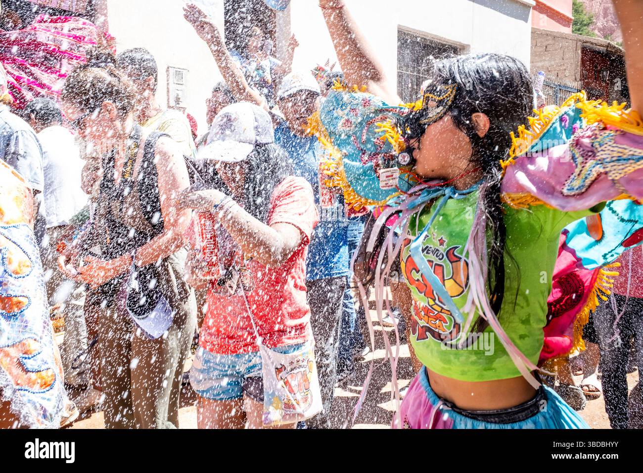 Revellers At The Annual Carnival In Purmamarca, Jujuy Province, Argentina. Stock Photo