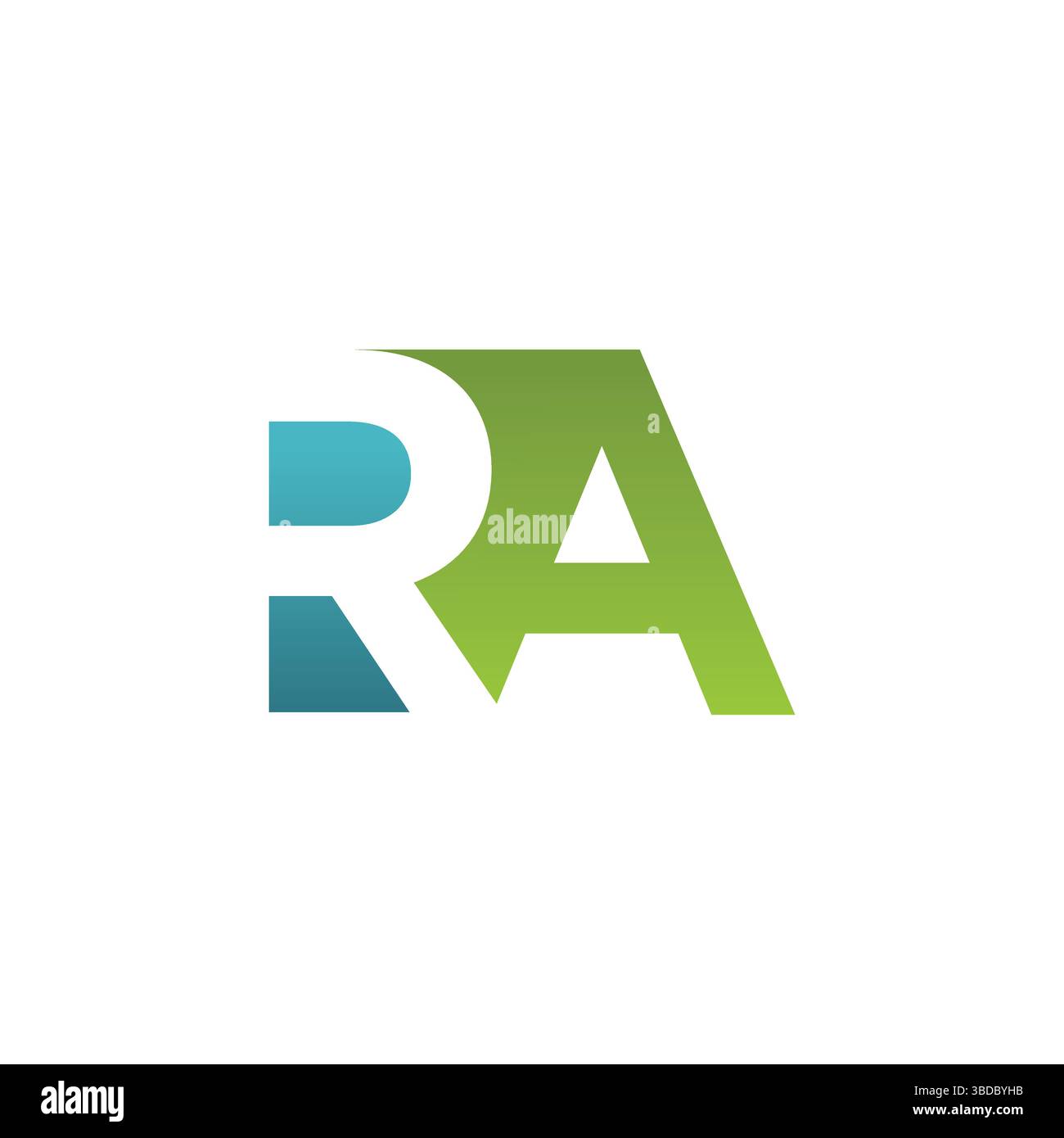 Letter R and A negative logo simple style vector image. RA negative space letter logo gradient color Stock Vector