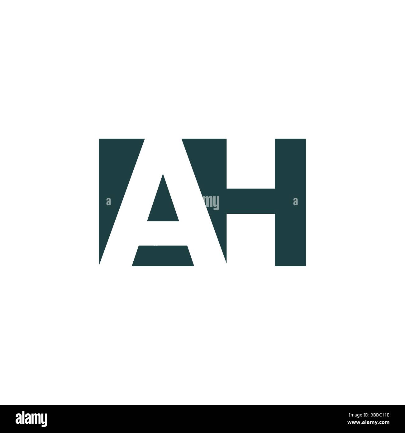 AH negative space letter logo white background. AH Letter Logo Design With Negative Space Concept. Stock Vector