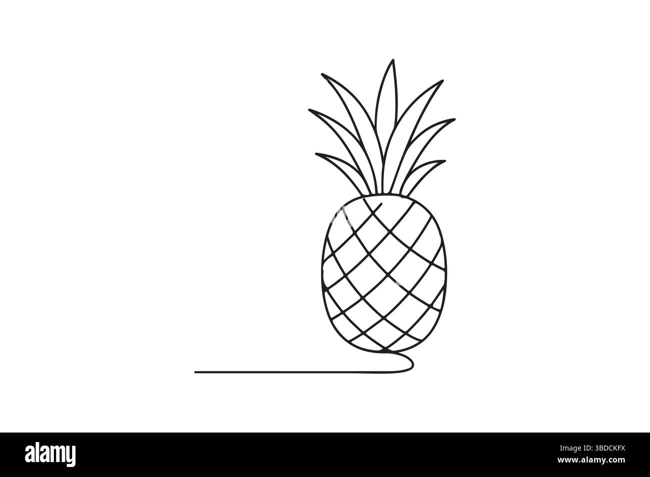 Pineapple fruit continuous one line drawing minimalism design Stock Vector