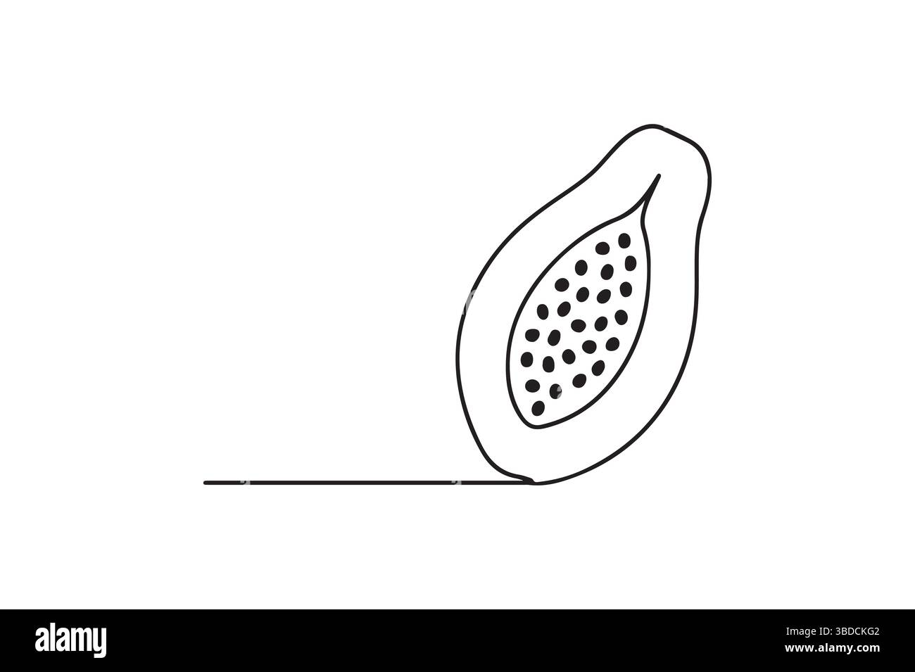 Papaya fruit continuous one line drawing minimalism design Stock Vector