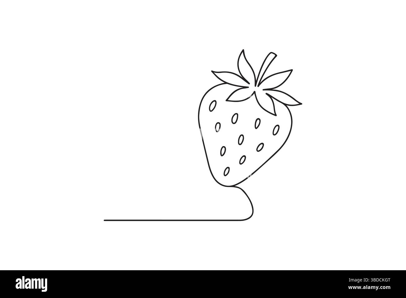 Strawberry fruit continuous one line drawing minimalism design Stock Vector