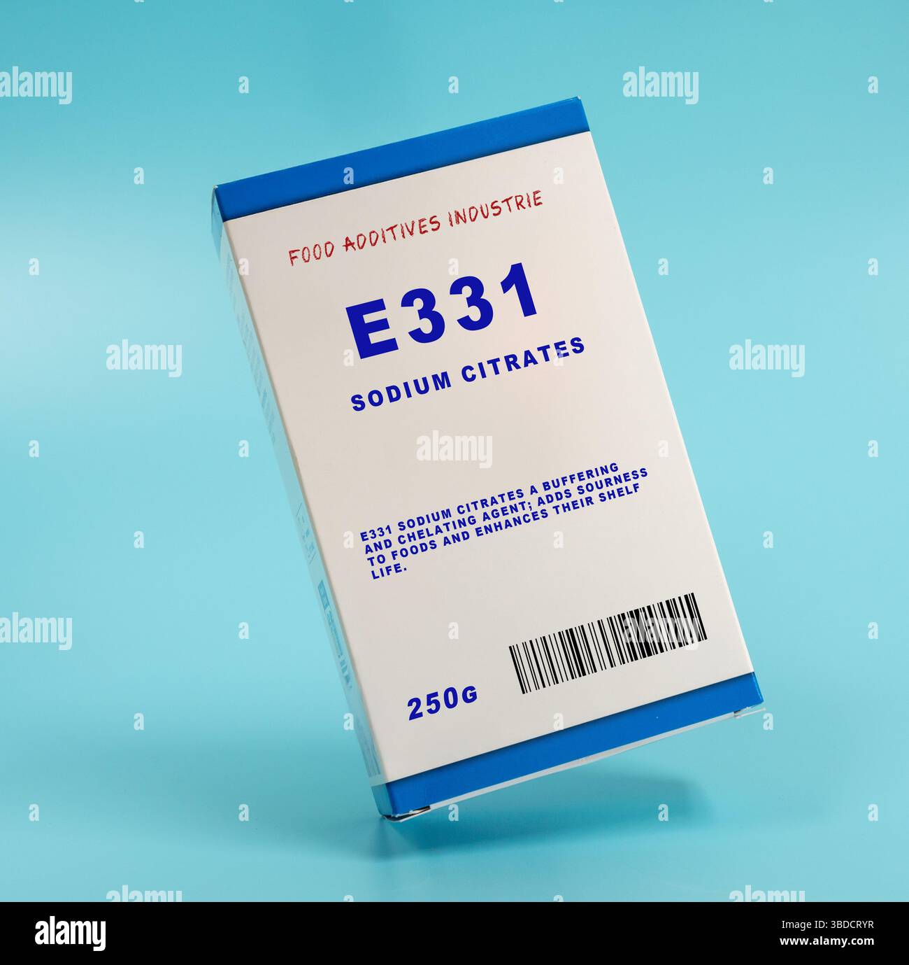 E331 Sodium citrates. A buffering and chelating agent; adds sourness to foods and enhances their shelf life. Stock Photo