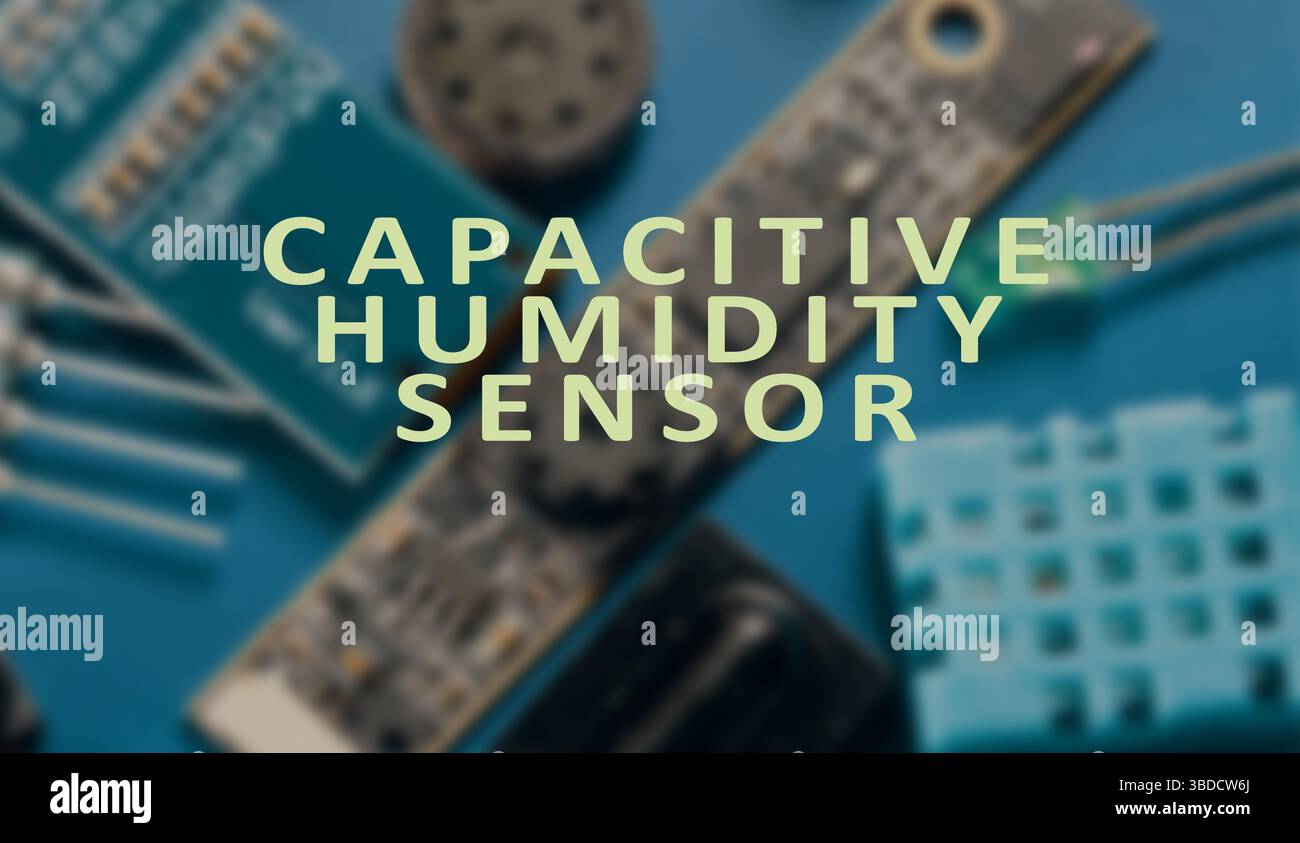 Capacitive humidity sensor. Measures humidity based on the change in capacitance caused by moisture. Stock Photo