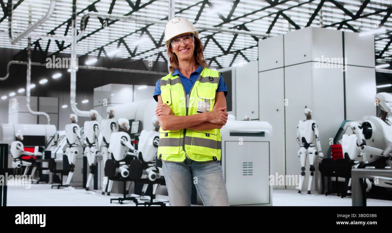 Innovative Woman Leading In Industrial Technology Research And Development Field Stock Photo