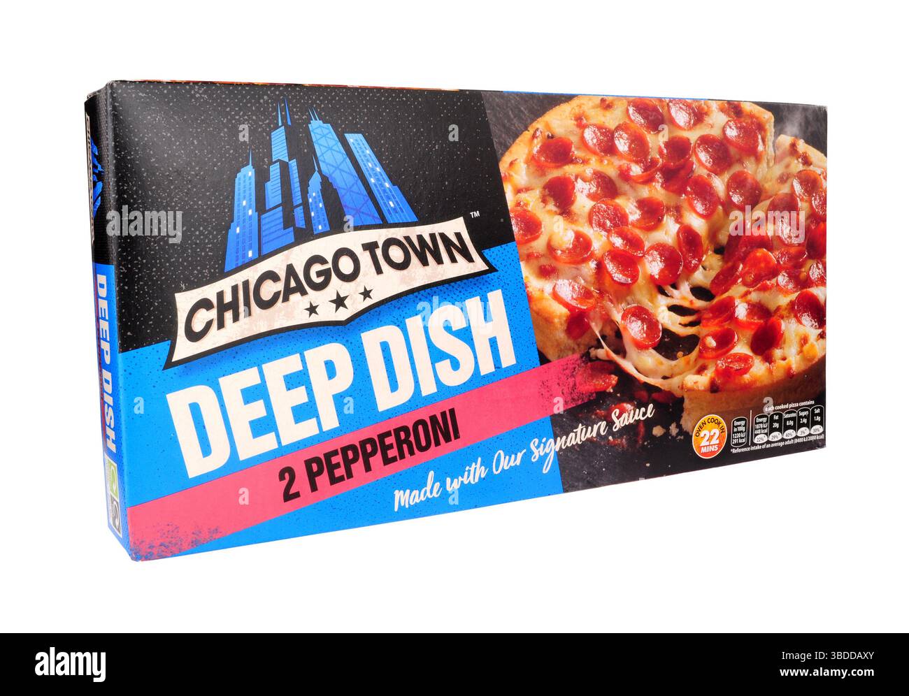 Chicago Town frozen deep dish pepperoni and cheese microwavable pizza pack Stock Photo