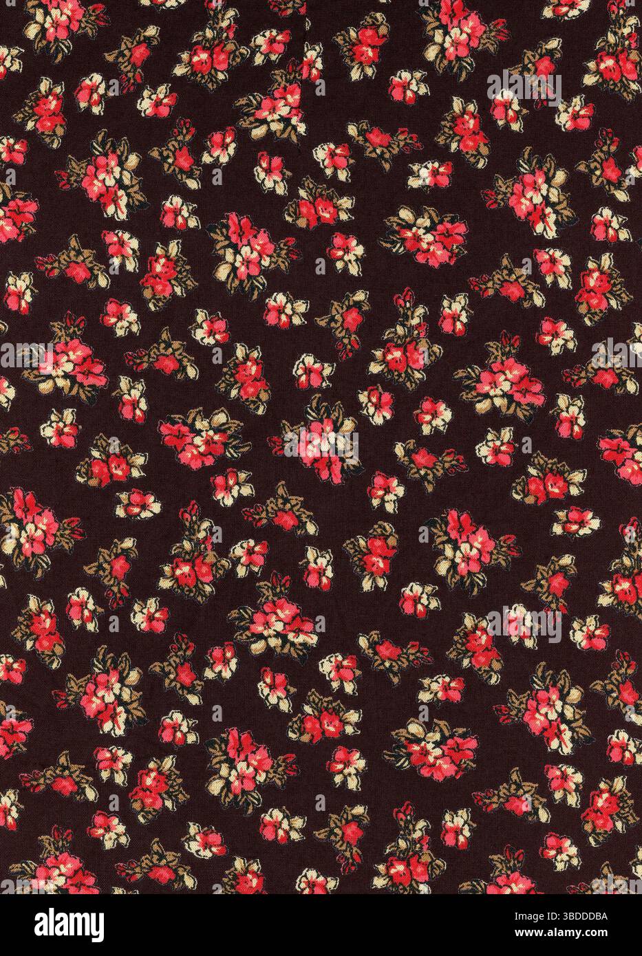 Rose print cotton pattern fabric design sample detail background Stock Photo