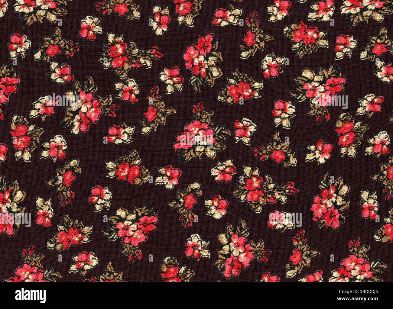 Rose print cotton pattern fabric design sample detail background Stock Photo