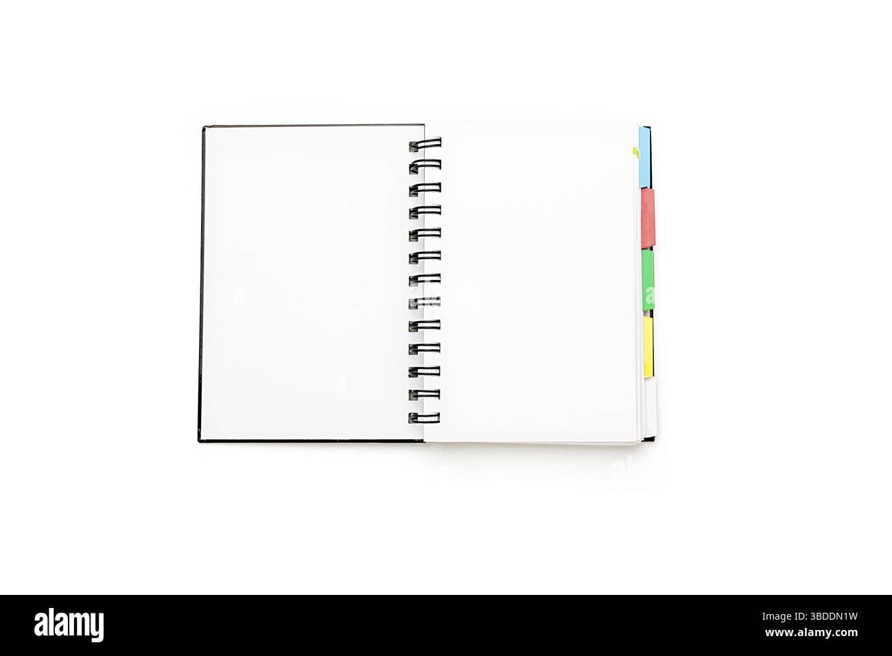Open schedule with ring binder, isolated on white Stock Photo