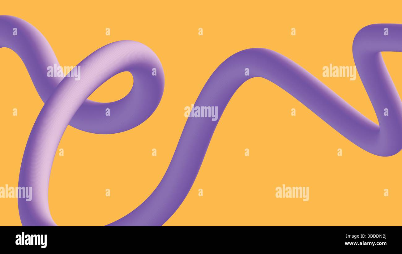 Twisting Purple Ribbon on Soft Yellow Background Stock Vector