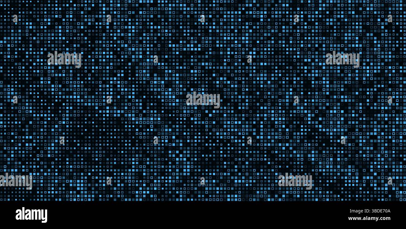 Abstract pixel mosaic digital technology background. Digital data blue squares pattern. Vector illustration. Stock Vector