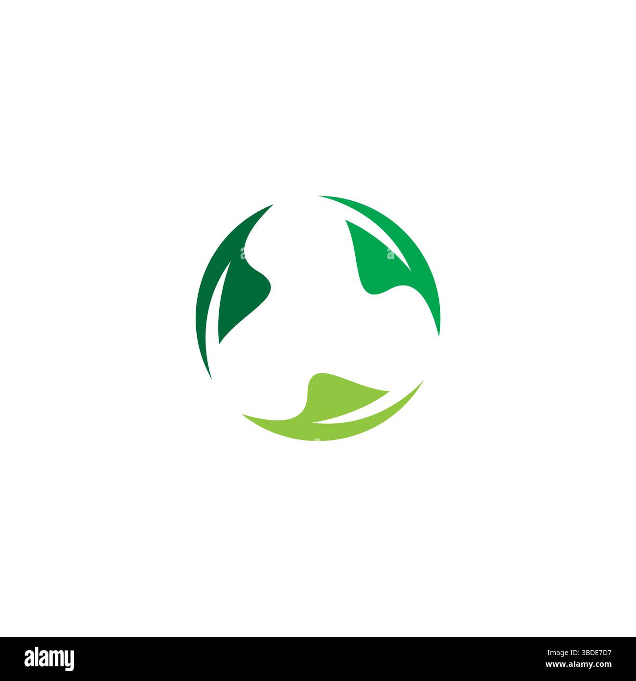 Three Leaf Circle Logo Design. Organic Green Leaf Vector Stock Vector