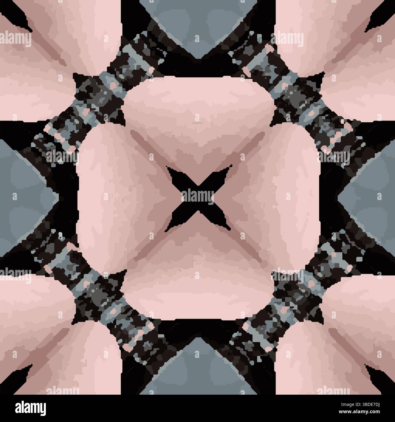 Pink Black Kaleidoscope Vector Pattern Stock Vector