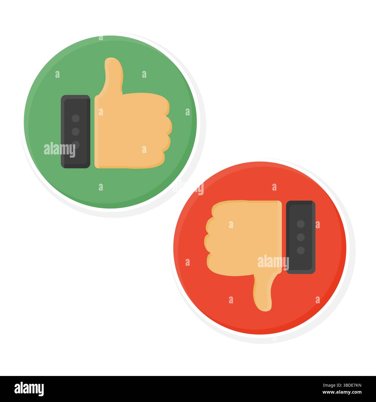 Thumb Up and Down Gesture Buttons Vector. Like and Dislike Button Elements. Stock Vector