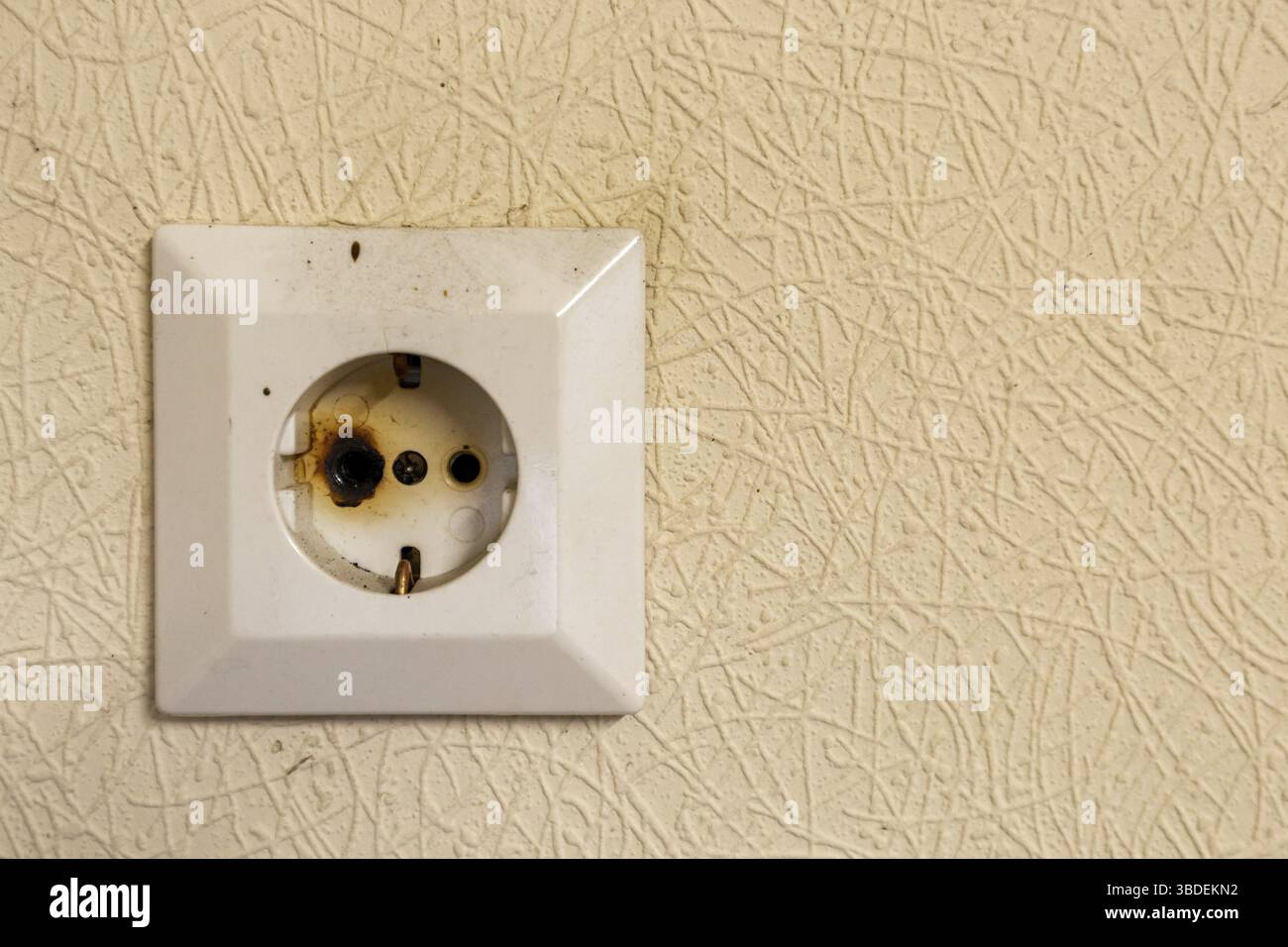 Fire hazard electrical system Stock Photo