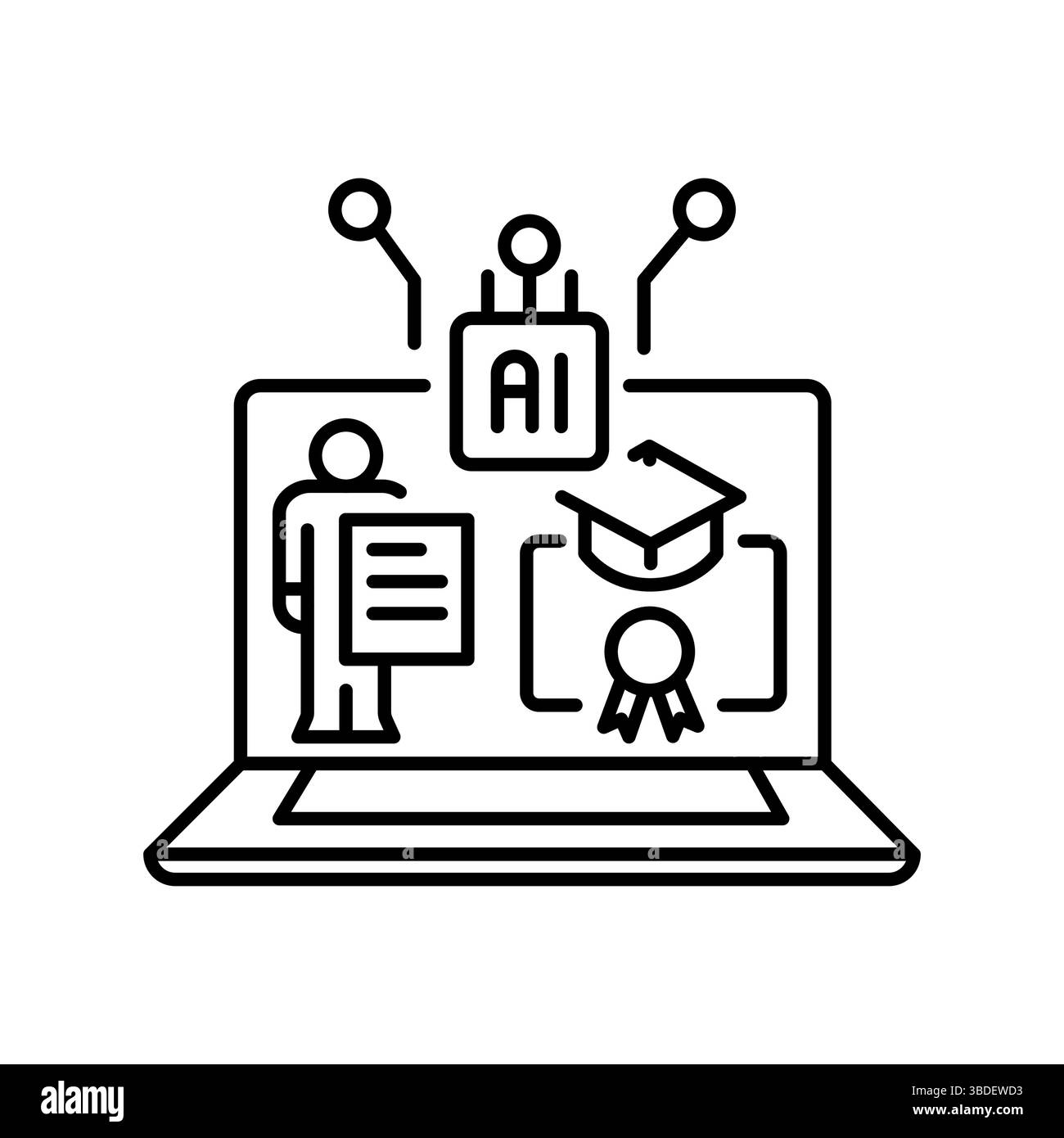 personalized learning students black line icon for digital and print projects.  Minimal clean icons for apps and websites. Modern simple icons for UI Stock Vector