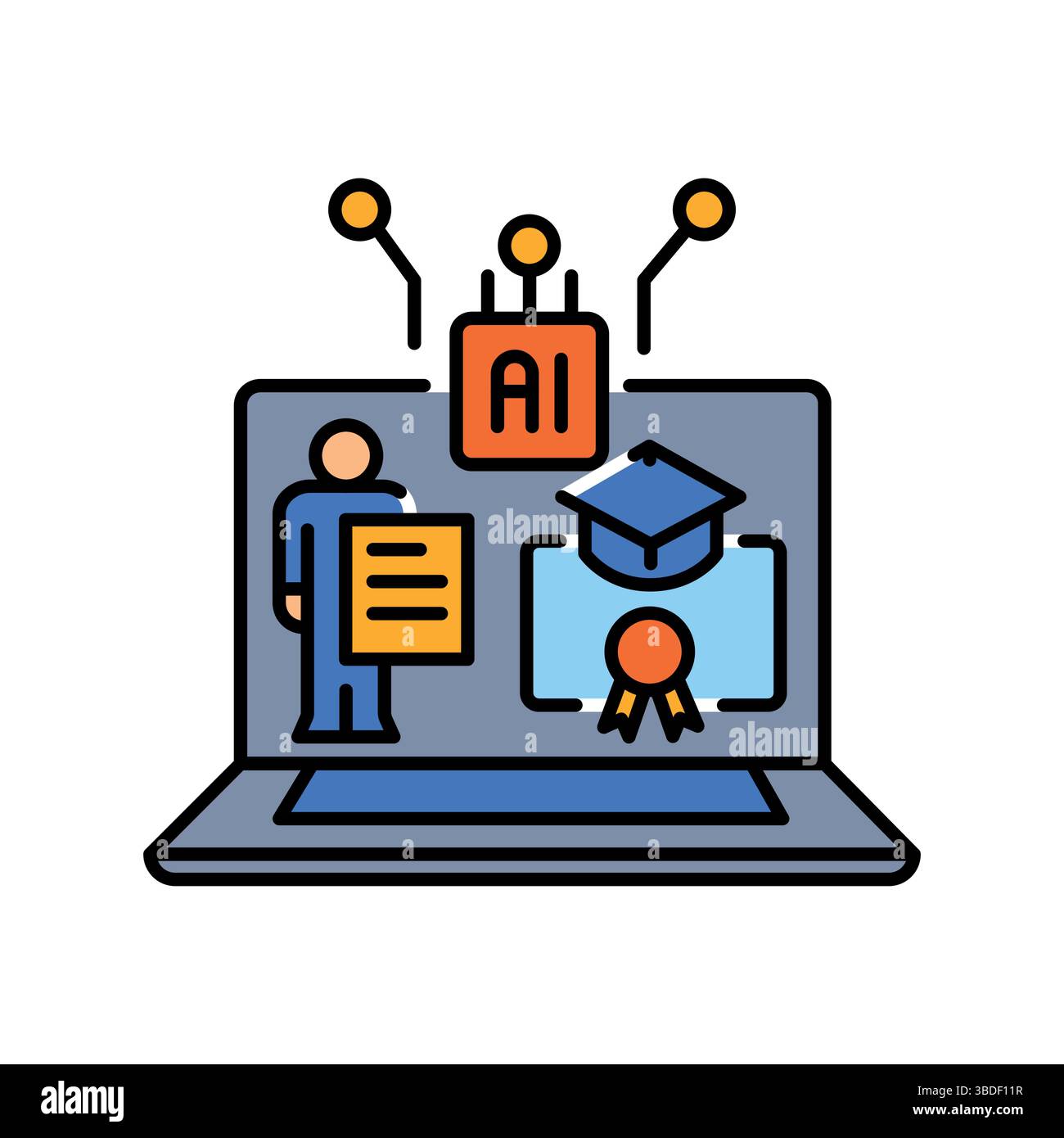 personalized learning students color line icon for digital and print projects.  Minimal clean icons for apps and websites. Modern simple icons for UI Stock Vector