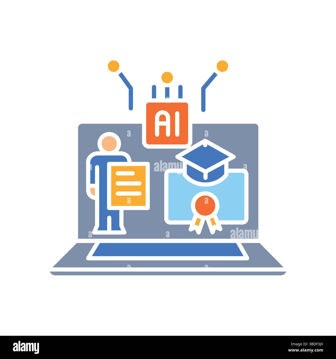 personalized learning students color flat icon for digital and print projects.  Minimal clean icons for apps and websites. Modern simple icons for UI Stock Vector