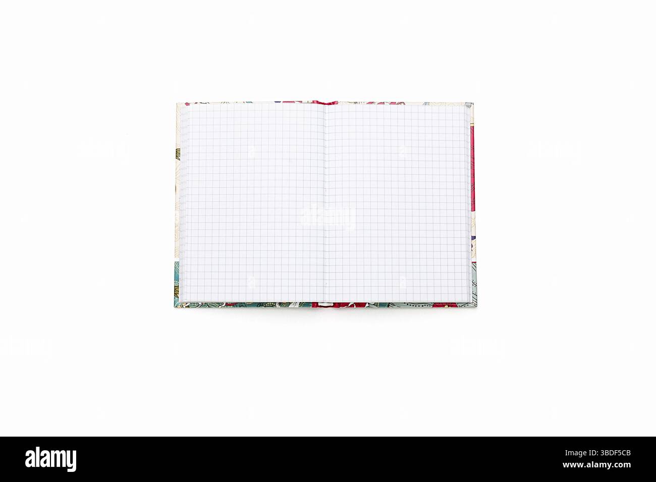 Blank open squared text book, isolated on white Stock Photo