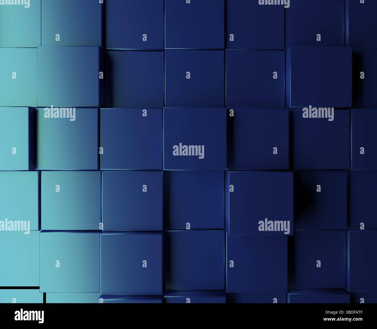 Abstract background with metallic blue cubes, 3d rendering Stock Photo