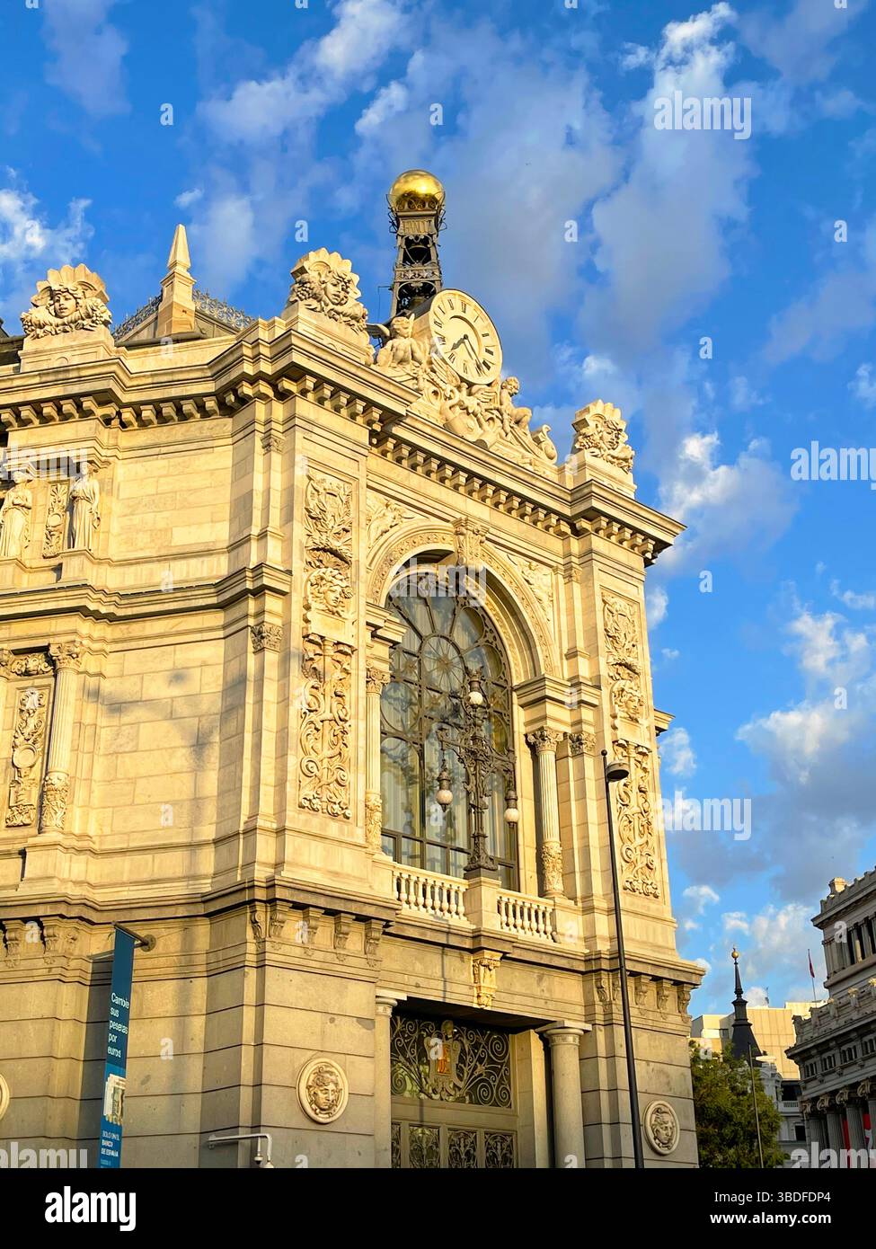 Facade of Banco de España. Cibeles Square, Madrid, Spain. - Smartphone Captured Stock Image