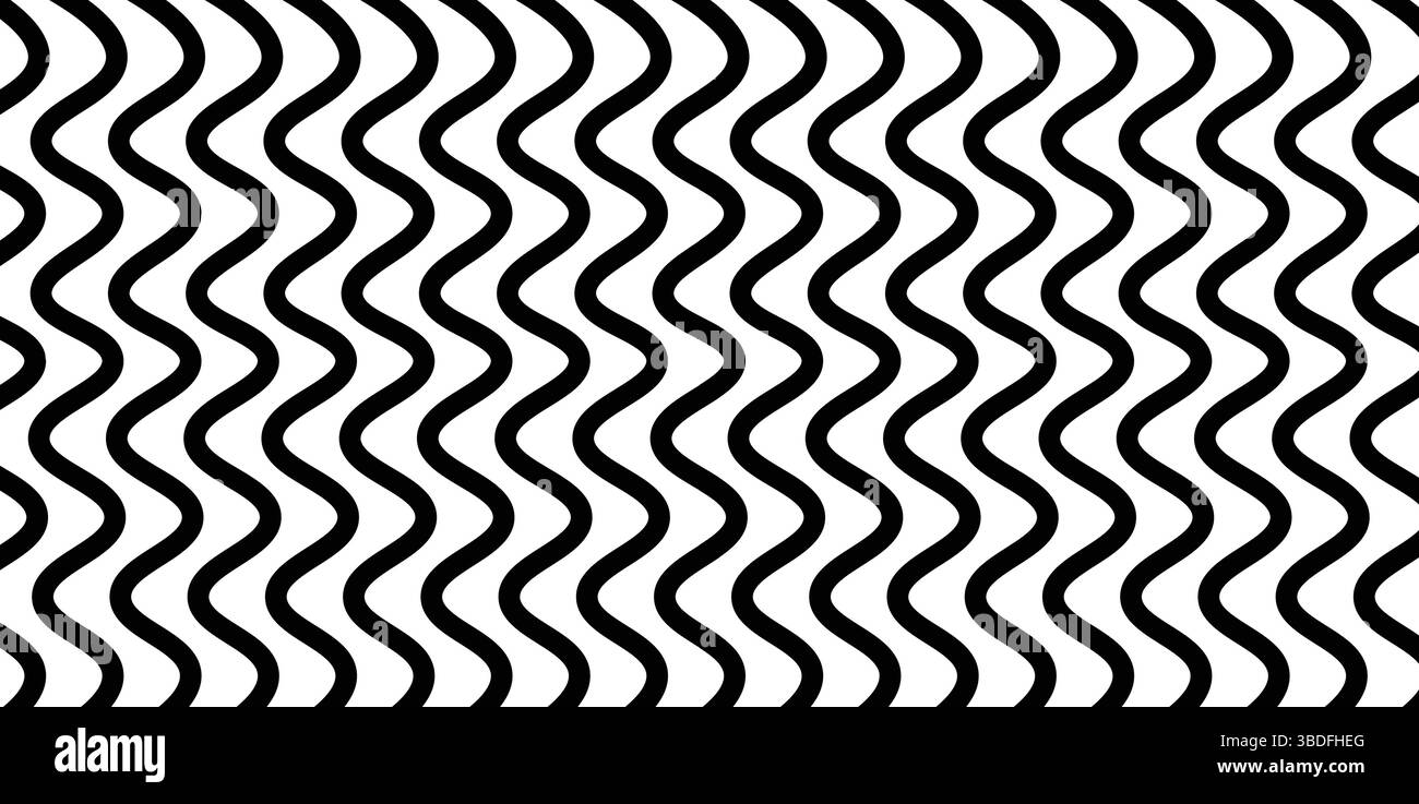 Seamless Black and White Wavy Line Pattern, Abstract Modern Vertical ...