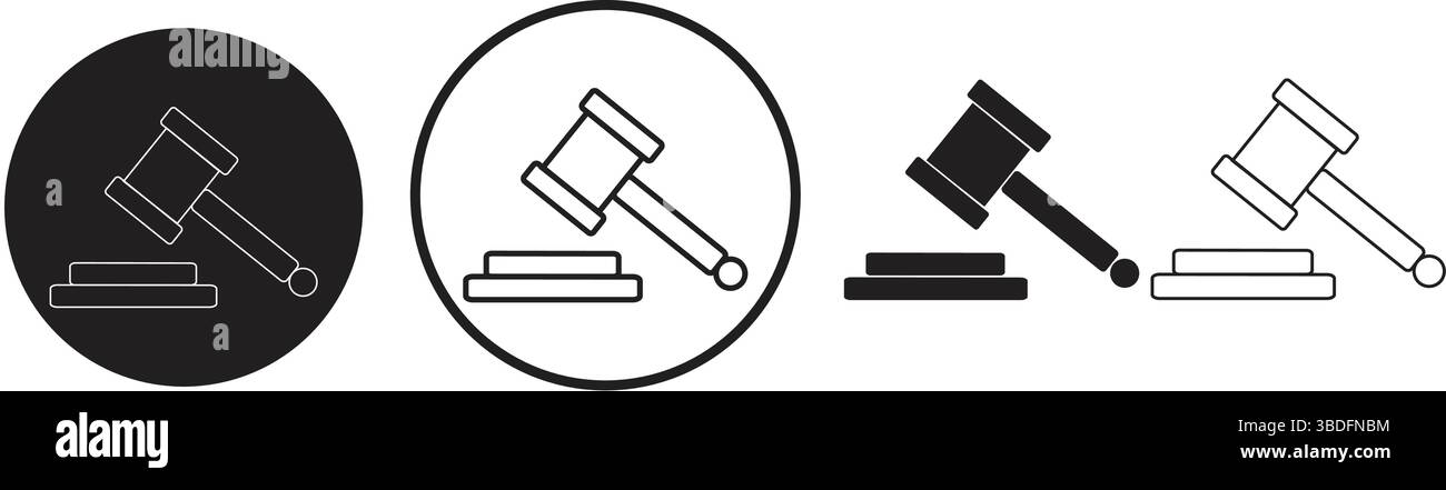 Judge's Gavel Icon Set - Justice and Law Symbols, Legal Authority and ...