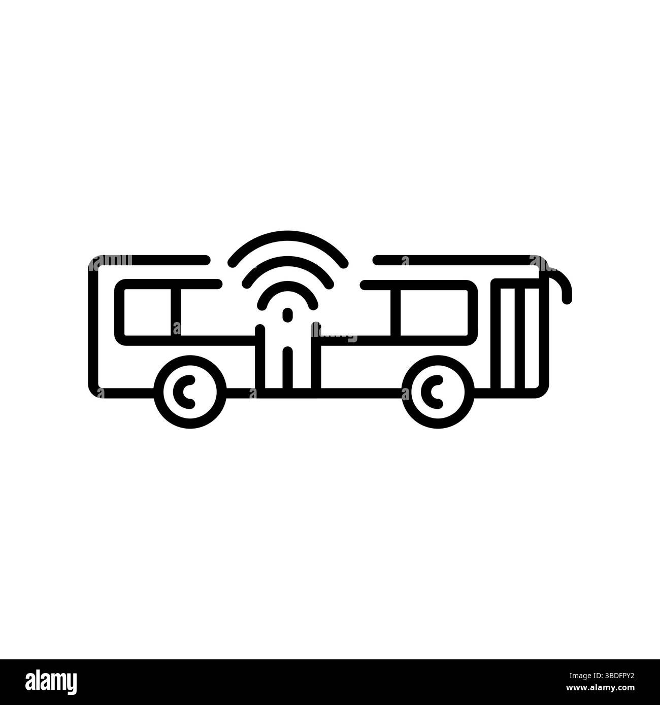 development autonomous public transportation line icon. Vector isolated element. Editable stroke. Stock Vector