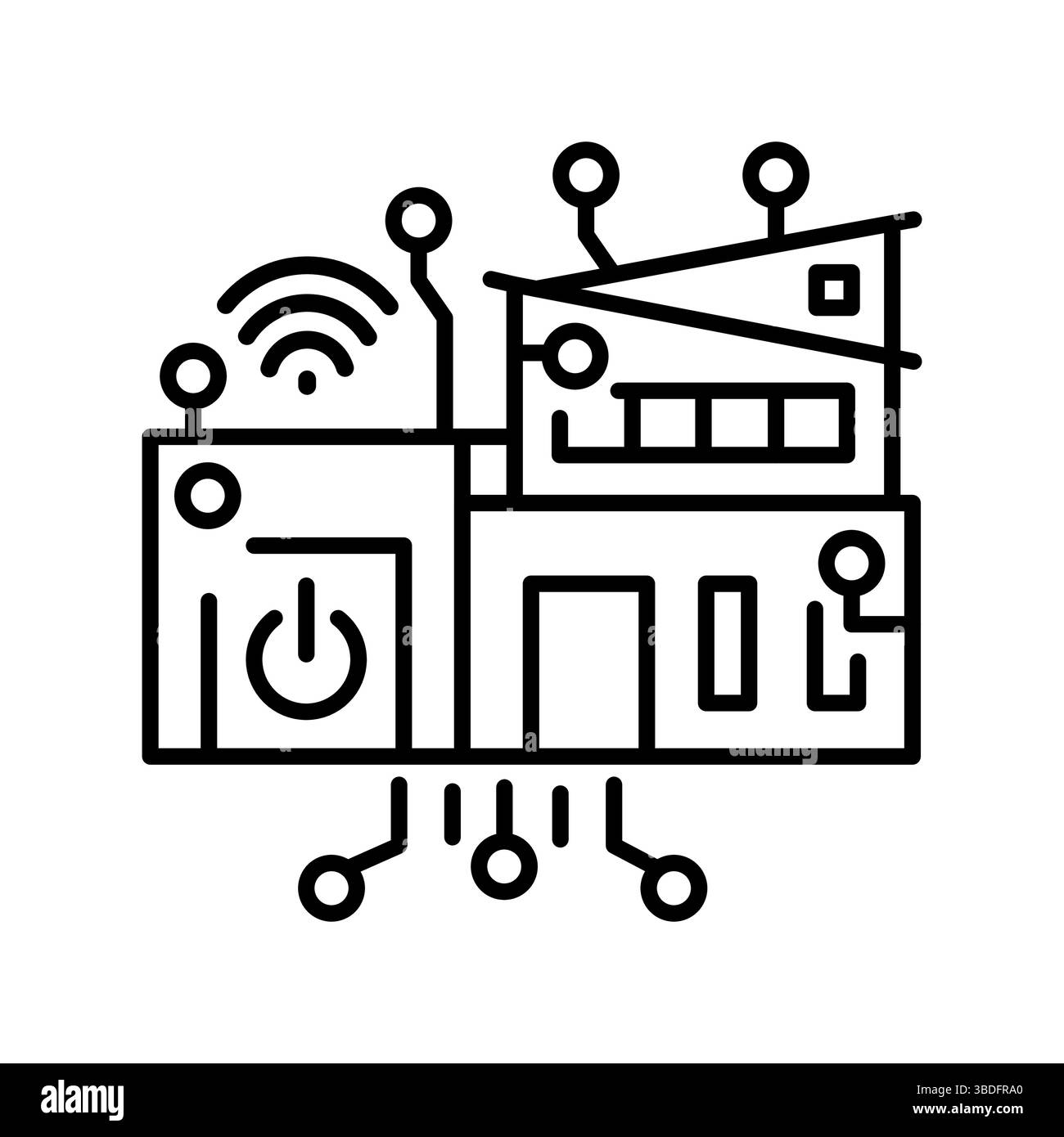 Management smart home line icon. Vector isolated element. Editable stroke. Stock Vector