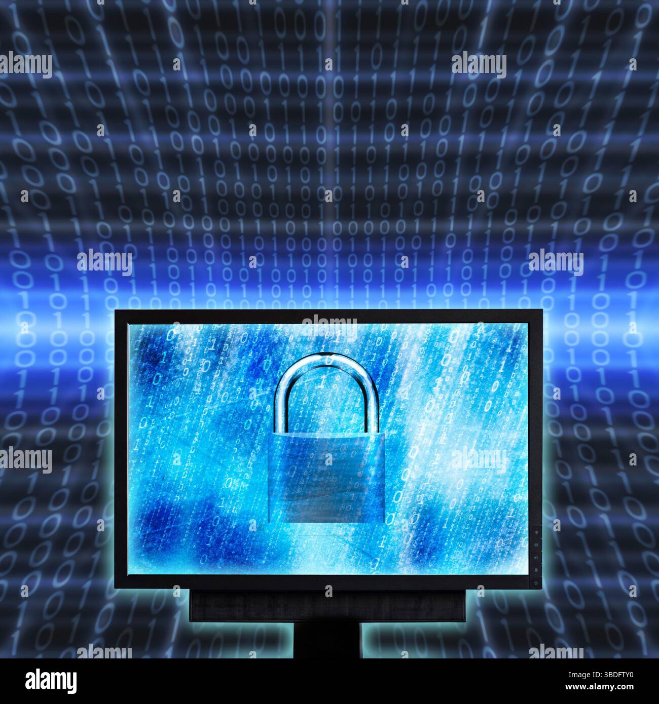 computer screen with a lock, concept for computer security and safety Stock Photo
