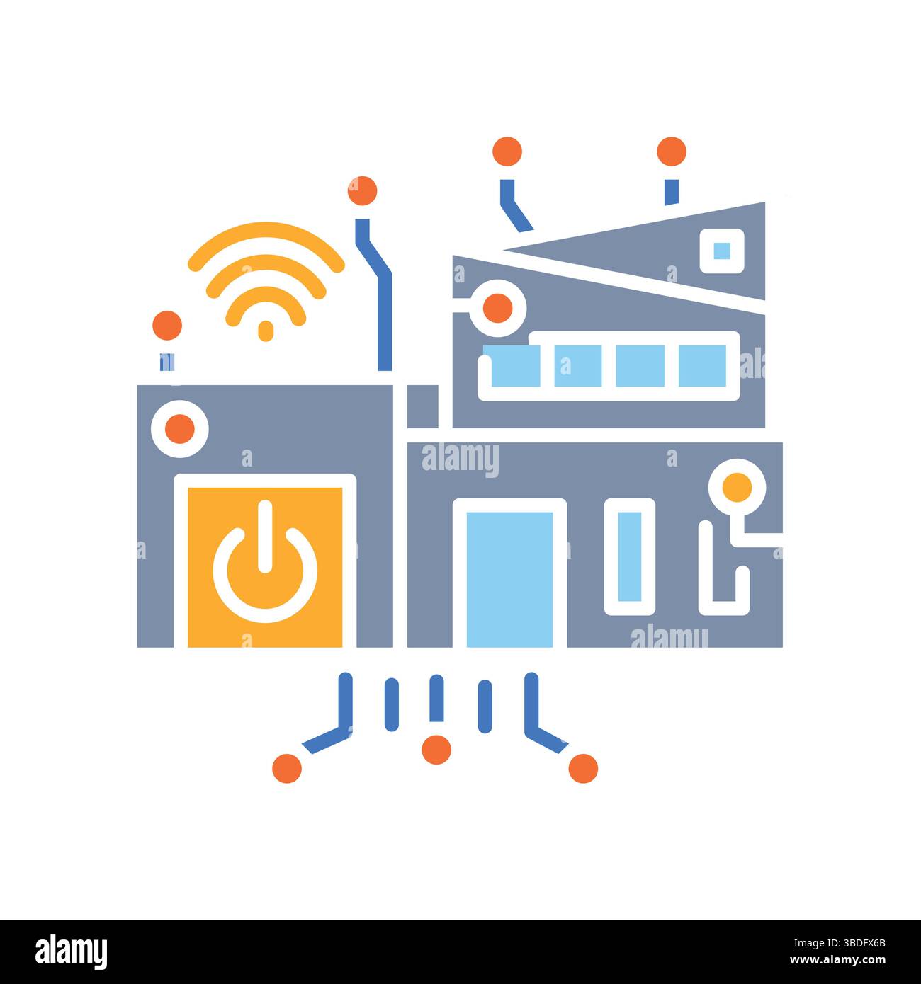 Management smart home color flat icon. Vector isolated element. Editable stroke. Stock Vector