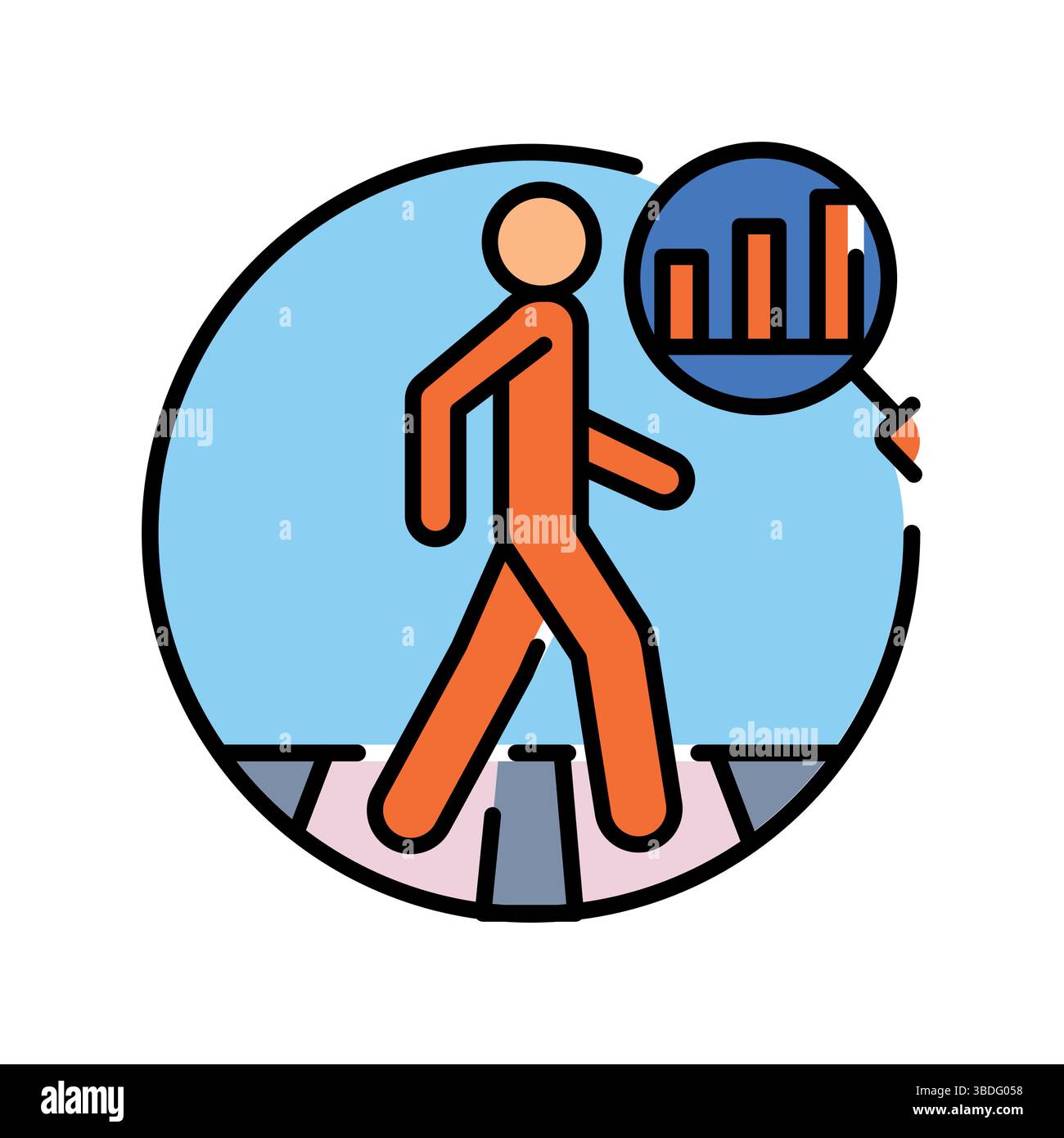 analysis pedestrian traffic color line icon. Vector isolated element. Editable stroke. Stock Vector