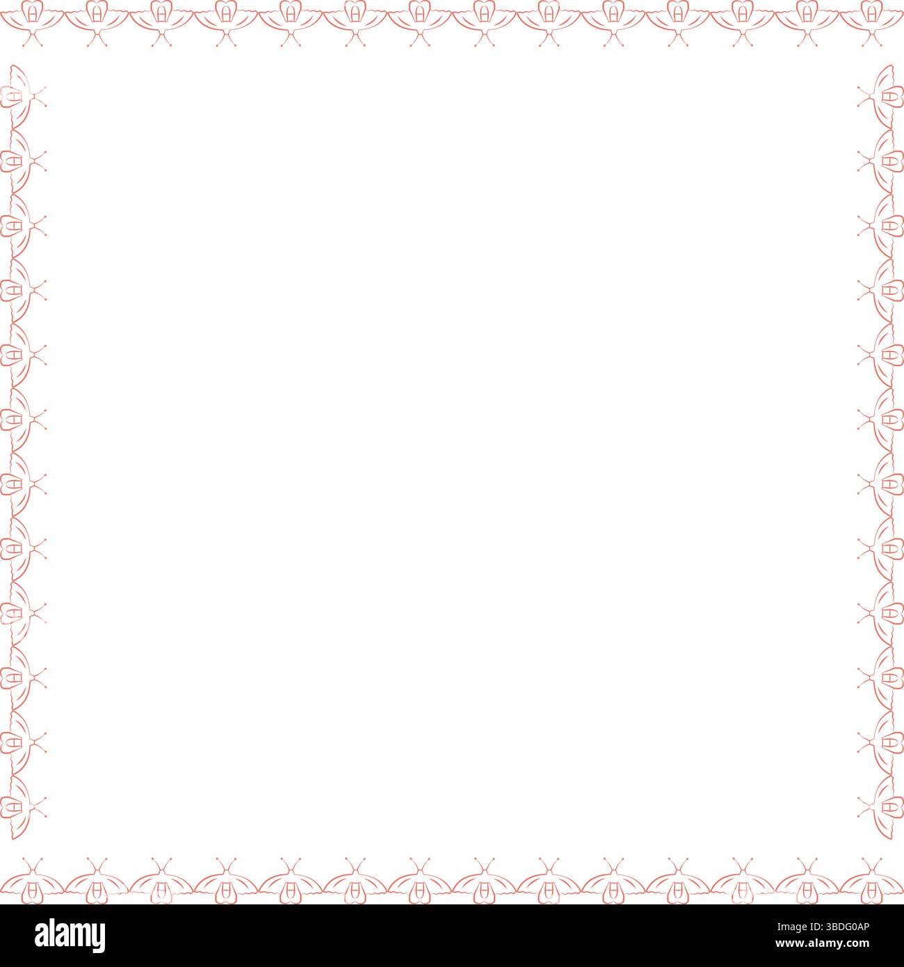 Butterfly doodle frame. Cute childish cartoon cat empty frame box. Hand drawn vector illustration Stock Vector