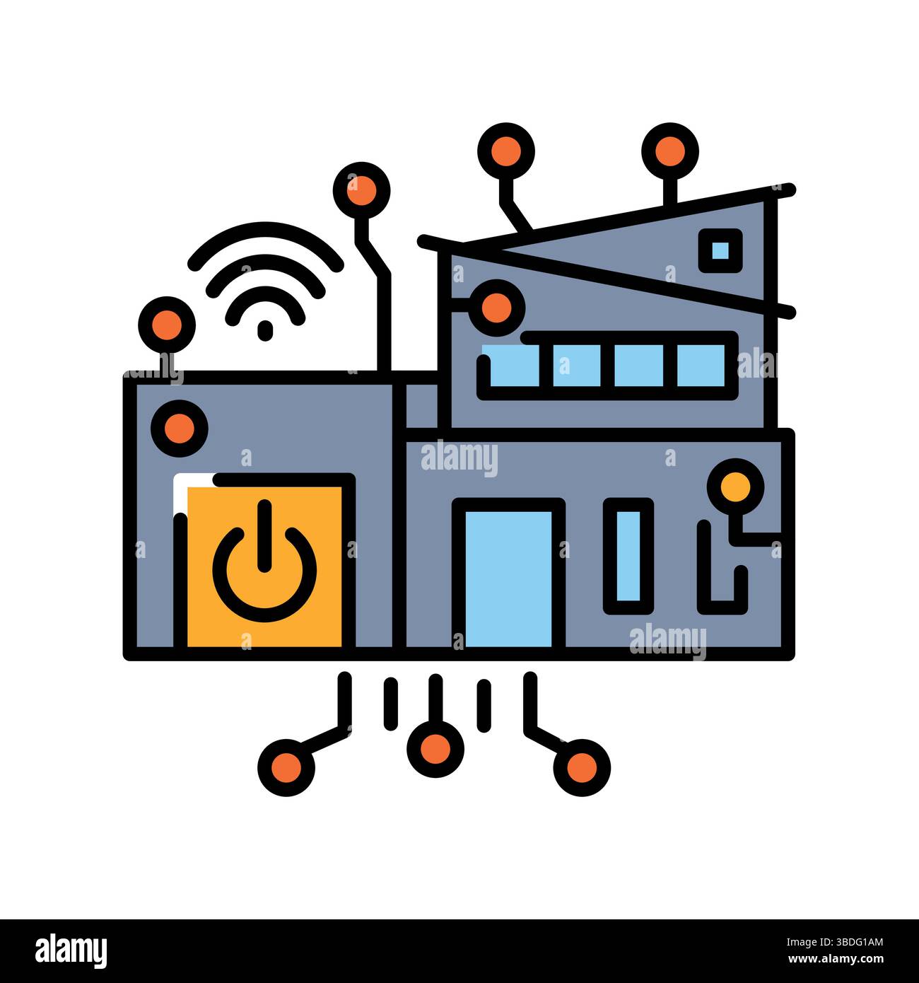 Management smart home color line icon. Vector isolated element. Editable stroke. Stock Vector