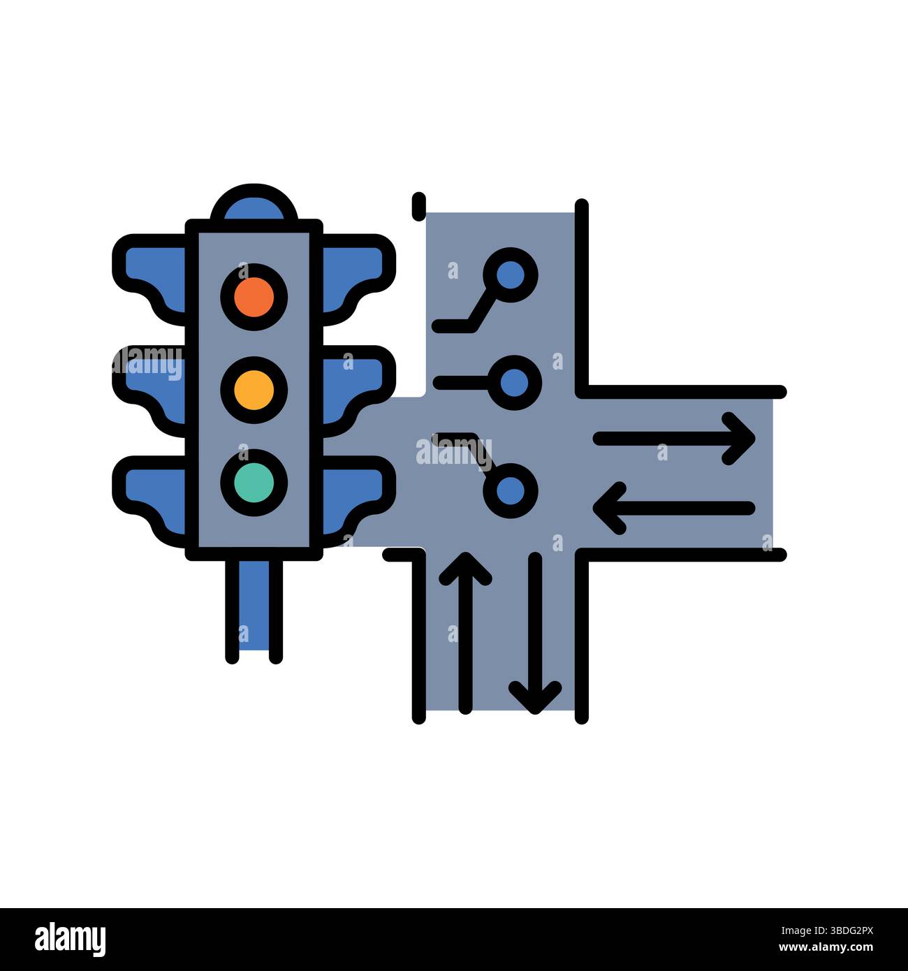 Traffic light optimization color line icon for digital and print ...