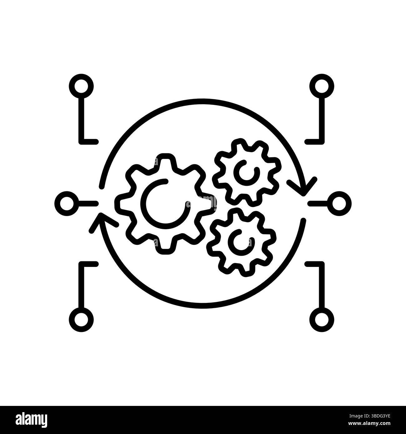 automated testing black line icon for digital and print projects ...