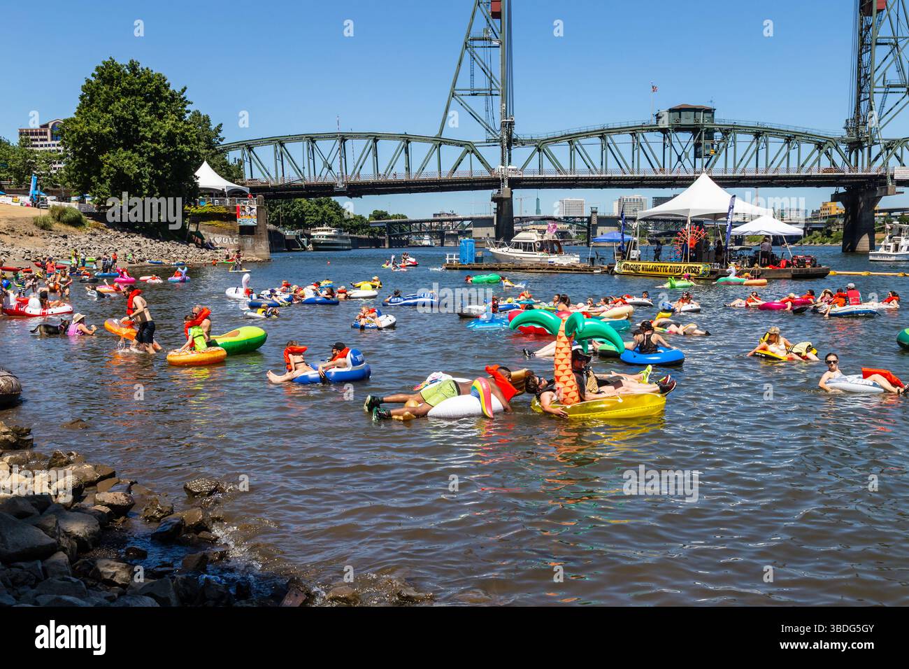 The Big Float, Portland, Oregon - July 14th 2018: People float on the ...