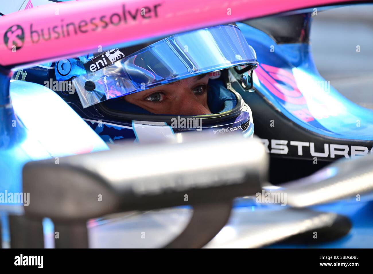 Alpine driver Pierre Gasly of France sits in his car during the ...