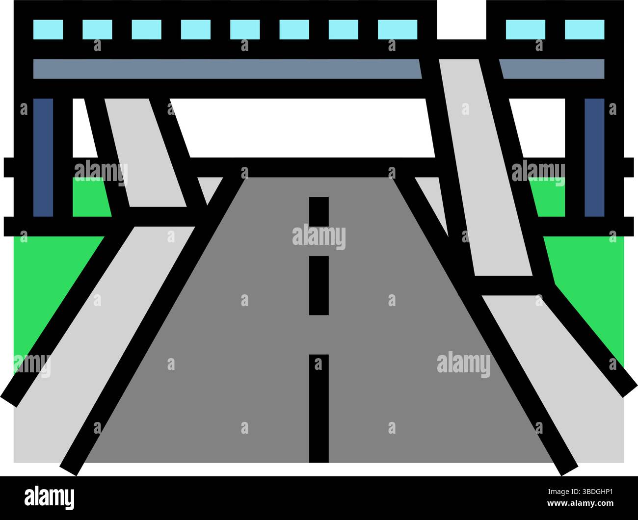 pedestrian bridge highway road color icon vector illustration Stock ...