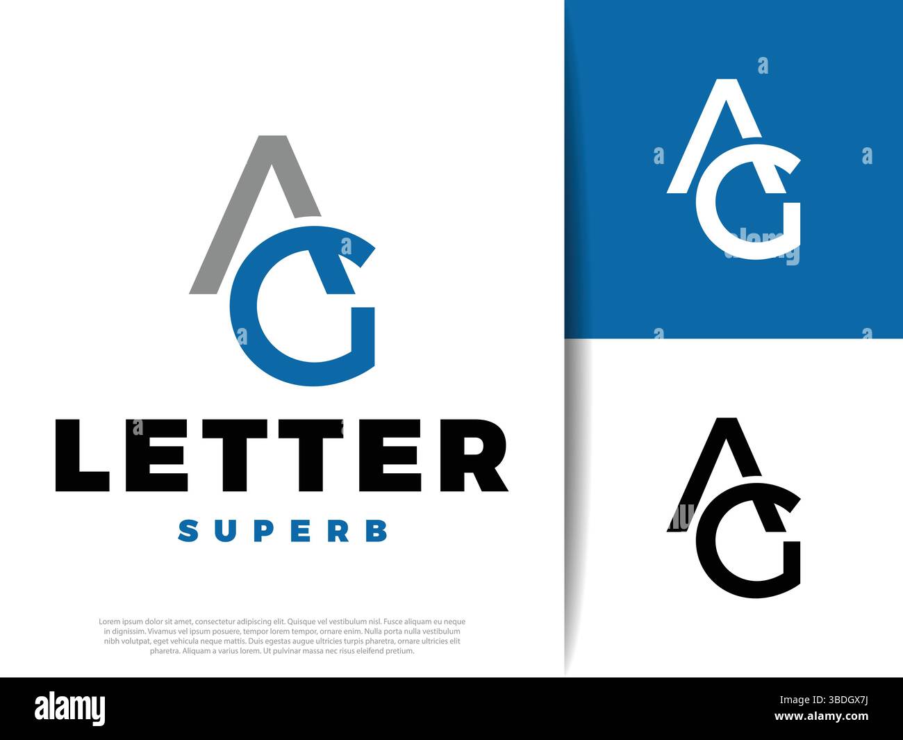 Initial Letter AG Icon Illustration Design Stock Vector