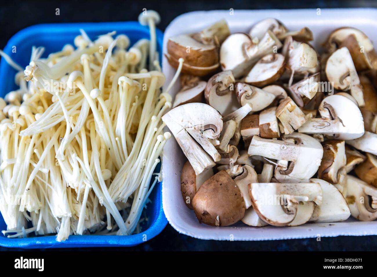 known as Enokitake, the Enoki mushroom Flammulina velutipes, is a