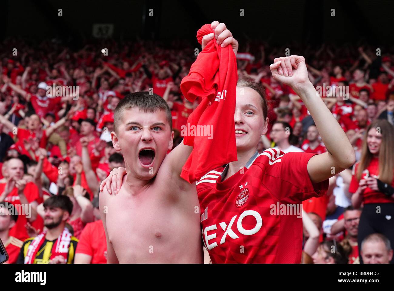 Aberdeen fans celebrate in the stands after the Scottish Gas Men's ...