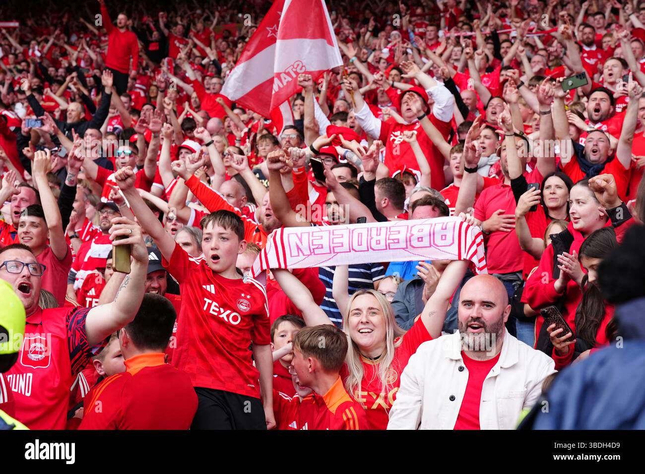 Aberdeen fans celebrate in the stands after the Scottish Gas Men's ...